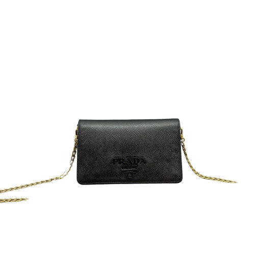 Prada Shoulder Bag Saffiano Calfskin Black