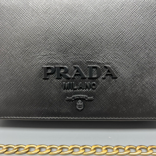 Prada Shoulder Bag Saffiano Calfskin Black
