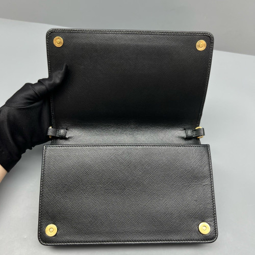 Prada Shoulder Bag Saffiano Calfskin Black