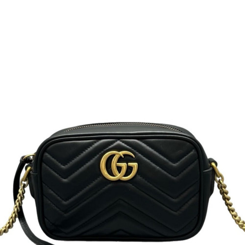 Gucci Mini GG Marmont Chain Shoulder Bag Calfskin Black Gucci Mini GG Marmont Chain Shoulder Bag Calfskin Black