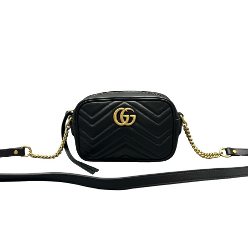 Gucci Mini GG Marmont Chain Shoulder Bag Calfskin Black Gucci Mini GG Marmont Chain Shoulder Bag Calfskin Black