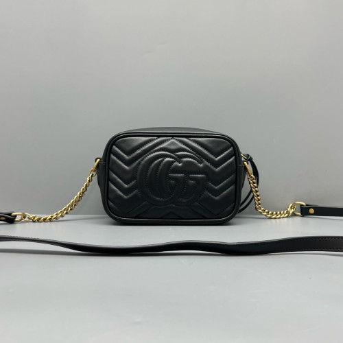 Gucci Mini GG Marmont Chain Shoulder Bag Calfskin Black Gucci Mini GG Marmont Chain Shoulder Bag Calfskin Black