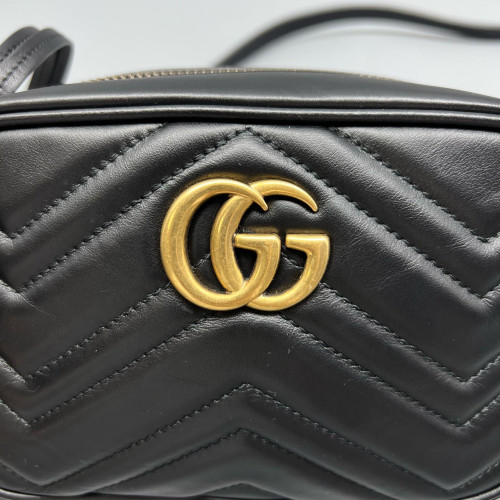 Gucci Mini GG Marmont Chain Shoulder Bag Calfskin Black Gucci Mini GG Marmont Chain Shoulder Bag Calfskin Black