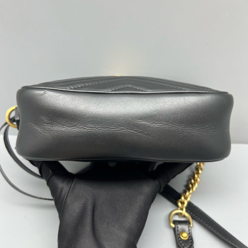 Gucci Mini GG Marmont Chain Shoulder Bag Calfskin Black Gucci Mini GG Marmont Chain Shoulder Bag Calfskin Black