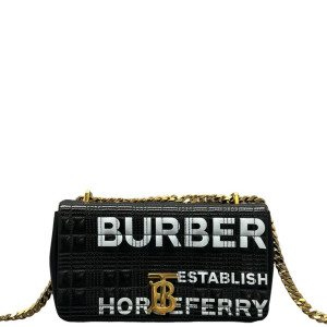 Burberry Small Lola Crossbody Bag Calfskin Black White
