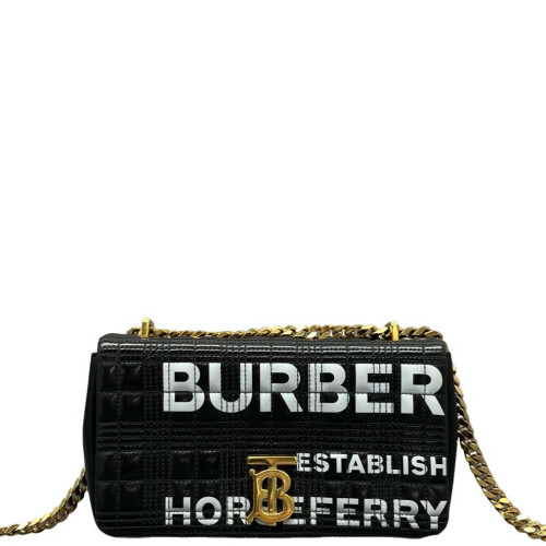 Burberry Small Lola Crossbody Bag Calfskin Black White Burberry Small Lola Crossbody Bag Calfskin Black White