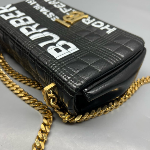 Burberry Small Lola Crossbody Bag Calfskin Black White Burberry Small Lola Crossbody Bag Calfskin Black White