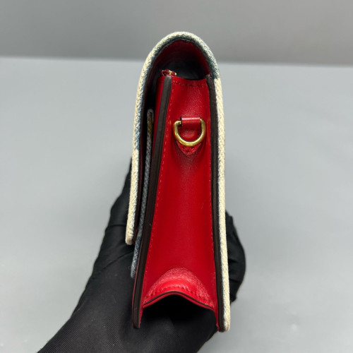 Louis Vuitton Flore Chain Wallet Denim Blue White Red