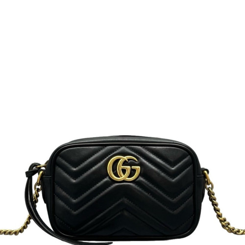 Gucci Mini GG Marmont Chain Shoulder Bag Calfskin Black