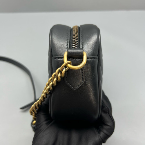 Gucci Mini GG Marmont Chain Shoulder Bag Calfskin Black