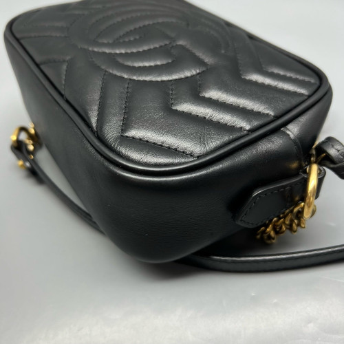 Gucci Mini GG Marmont Chain Shoulder Bag Calfskin Black