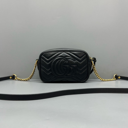 Gucci Mini GG Marmont Chain Shoulder Bag Calfskin Black