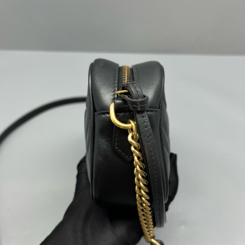 Gucci Mini GG Marmont Chain Shoulder Bag Calfskin Black