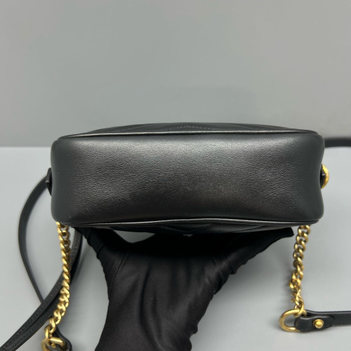 Gucci Mini GG Marmont Chain Shoulder Bag Calfskin Black