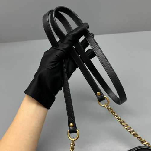 Gucci Mini GG Marmont Chain Shoulder Bag Calfskin Black