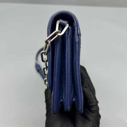 Prada Shoulder Bag Crumpled Calfskin Blue
