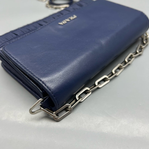 Prada Shoulder Bag Crumpled Calfskin Blue