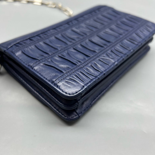 Prada Shoulder Bag Crumpled Calfskin Blue