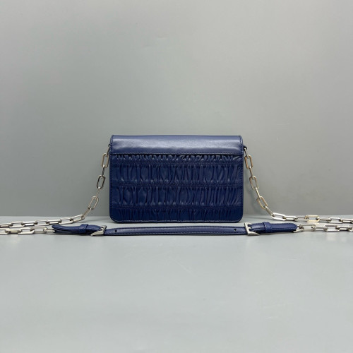 Prada Shoulder Bag Crumpled Calfskin Blue