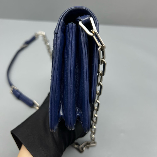 Prada Shoulder Bag Crumpled Calfskin Blue
