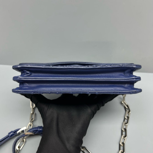 Prada Shoulder Bag Crumpled Calfskin Blue