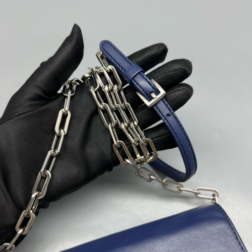 Prada Shoulder Bag Crumpled Calfskin Blue