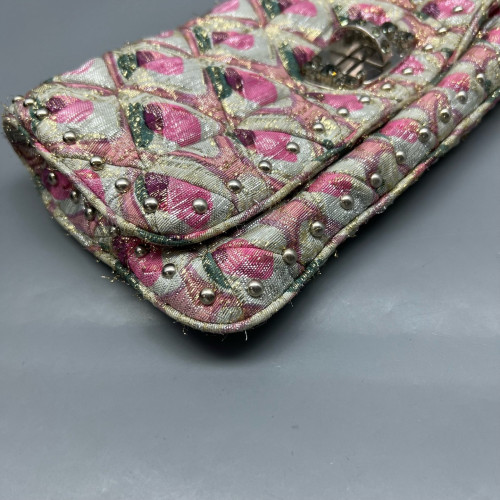 Miu Miu Matelasse Crystal Flap Clutch Fabric Gold Pink Miu Miu Matelasse Crystal Flap Clutch Fabric Gold Pink