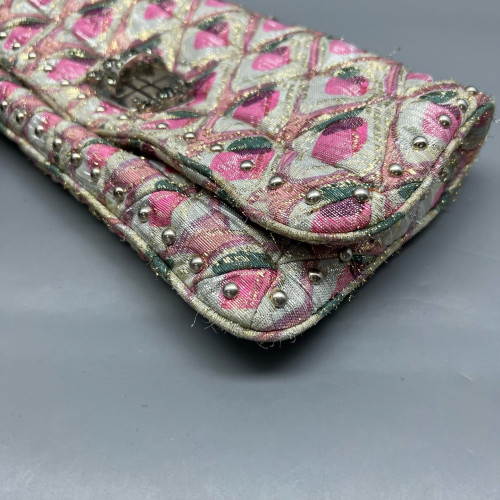 Miu Miu Matelasse Crystal Flap Clutch Fabric Gold Pink Miu Miu Matelasse Crystal Flap Clutch Fabric Gold Pink