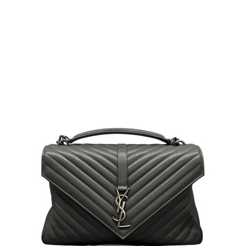 Yves Saint Laurent Large College Calfskin Grey