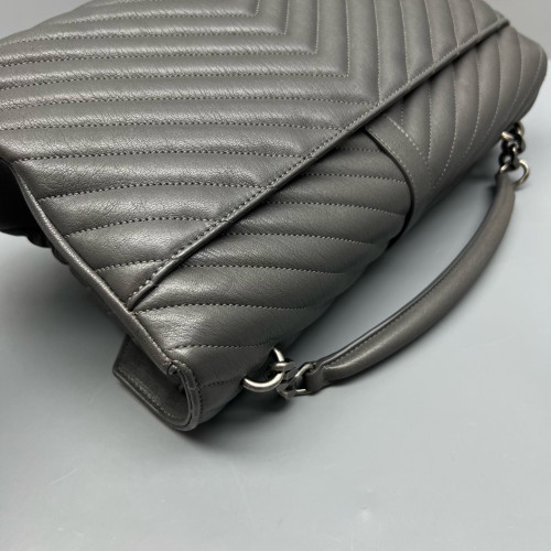 Yves Saint Laurent Large College Calfskin Grey