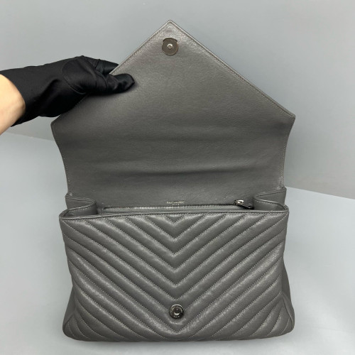 Yves Saint Laurent Large College Calfskin Grey