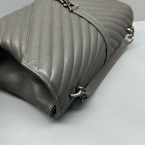 Yves Saint Laurent Large College Calfskin Grey