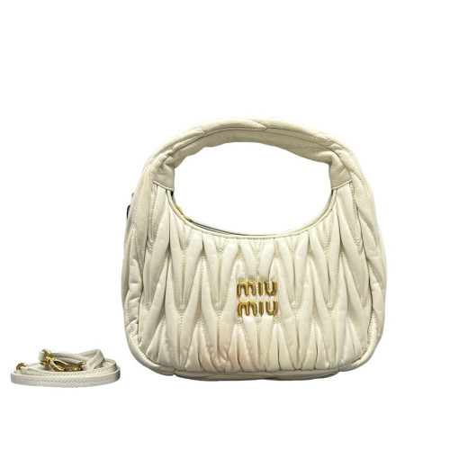Miu Miu Hobo Crumpled Lambskin Nappa White