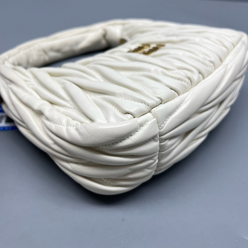 Miu Miu Hobo Crumpled Lambskin Nappa White