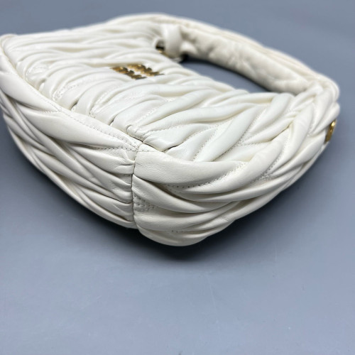 Miu Miu Hobo Crumpled Lambskin Nappa White