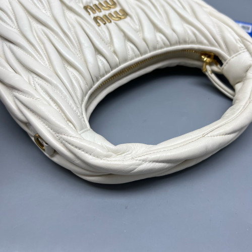 Miu Miu Hobo Crumpled Lambskin Nappa White