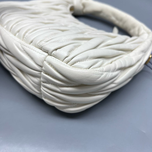 Miu Miu Hobo Crumpled Lambskin Nappa White