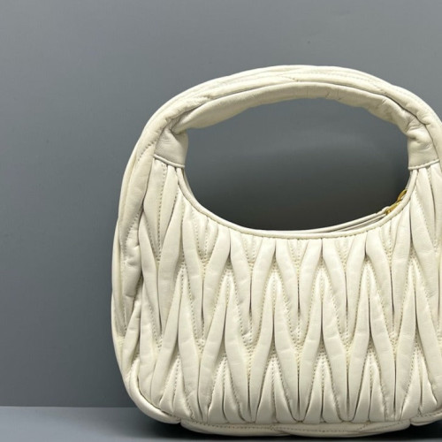 Miu Miu Hobo Crumpled Lambskin Nappa White
