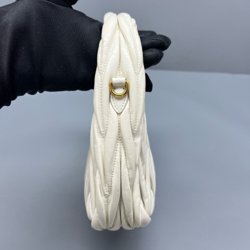 Miu Miu Hobo Crumpled Lambskin Nappa White