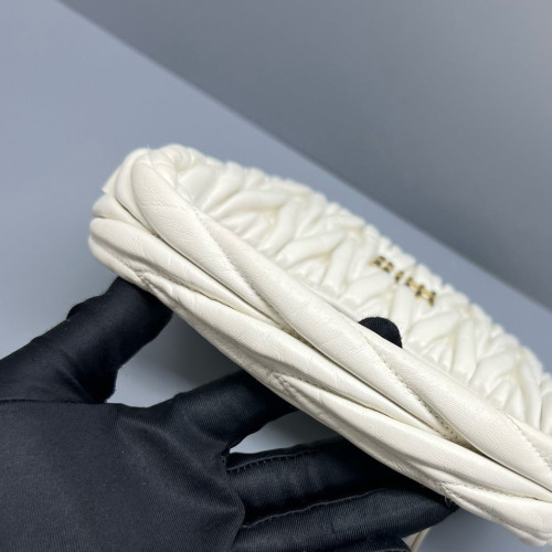 Miu Miu Hobo Crumpled Lambskin Nappa White
