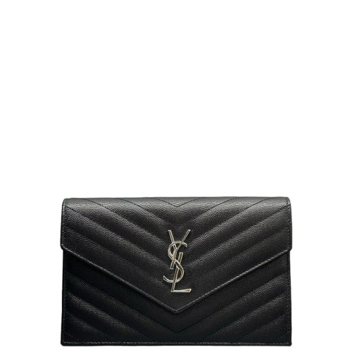 Yves Saint Laurent Small Envelope Chain Wallet Caviar Black