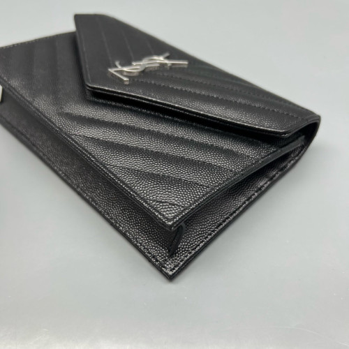Yves Saint Laurent Small Envelope Chain Wallet Caviar Black