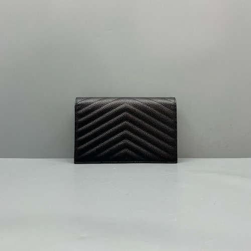 Yves Saint Laurent Small Envelope Chain Wallet Caviar Black