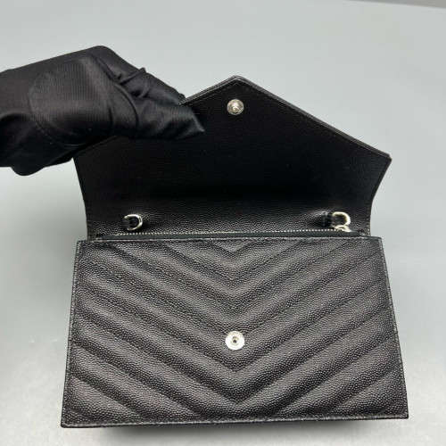 Yves Saint Laurent Small Envelope Chain Wallet Caviar Black