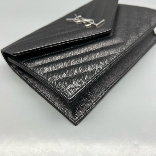Yves Saint Laurent Small Envelope Chain Wallet Caviar Black