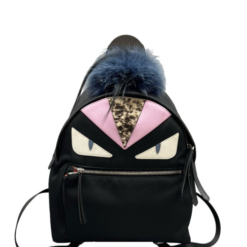 Fendi Monster Eyes Medium Backpack Nylon Black Pink