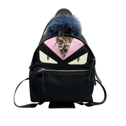 Fendi Monster Eyes Medium Backpack Nylon Black Pink