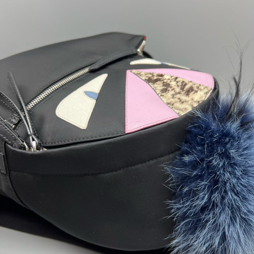 Fendi Monster Eyes Medium Backpack Nylon Black Pink