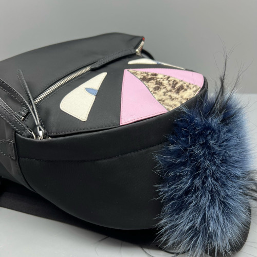 Fendi Monster Eyes Medium Backpack Nylon Black Pink