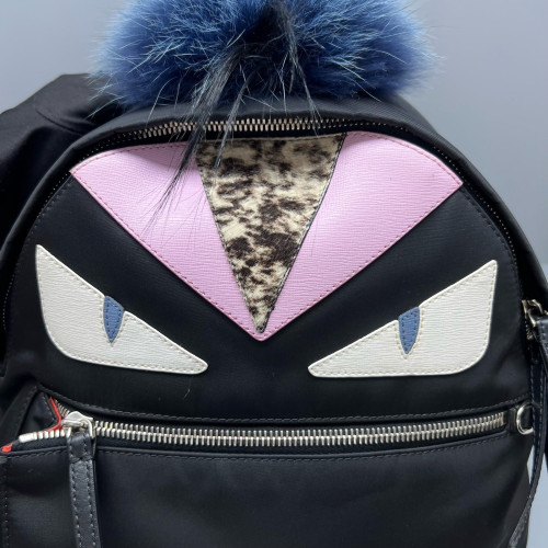 Fendi Monster Eyes Medium Backpack Nylon Black Pink